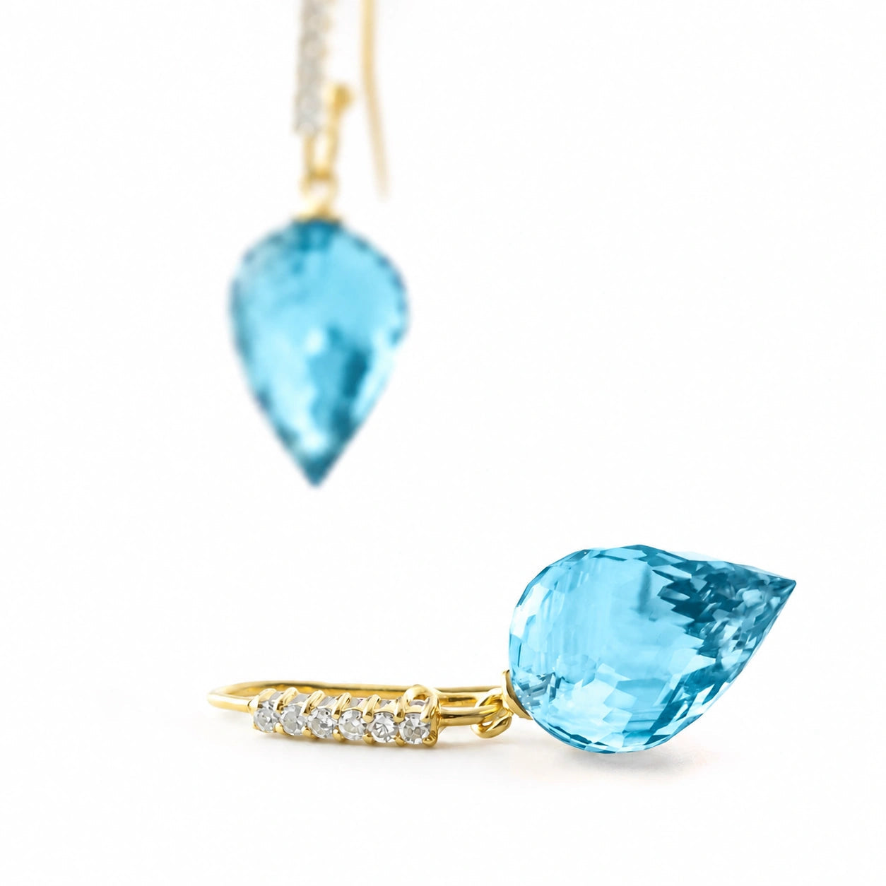 Yellow Gold Earrings Blue Topaz 10K — Carina