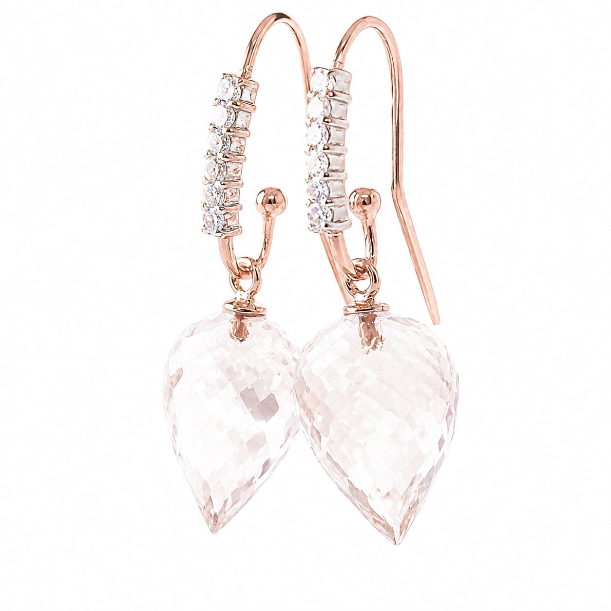 Rose Gold Earrings White Topaz 10K — Carina