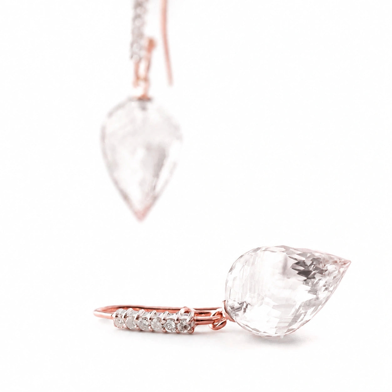 Rose Gold Earrings White Topaz 10K — Carina