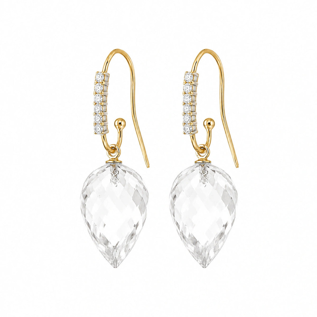 Yellow Gold Earrings White Topaz 10K — Carina