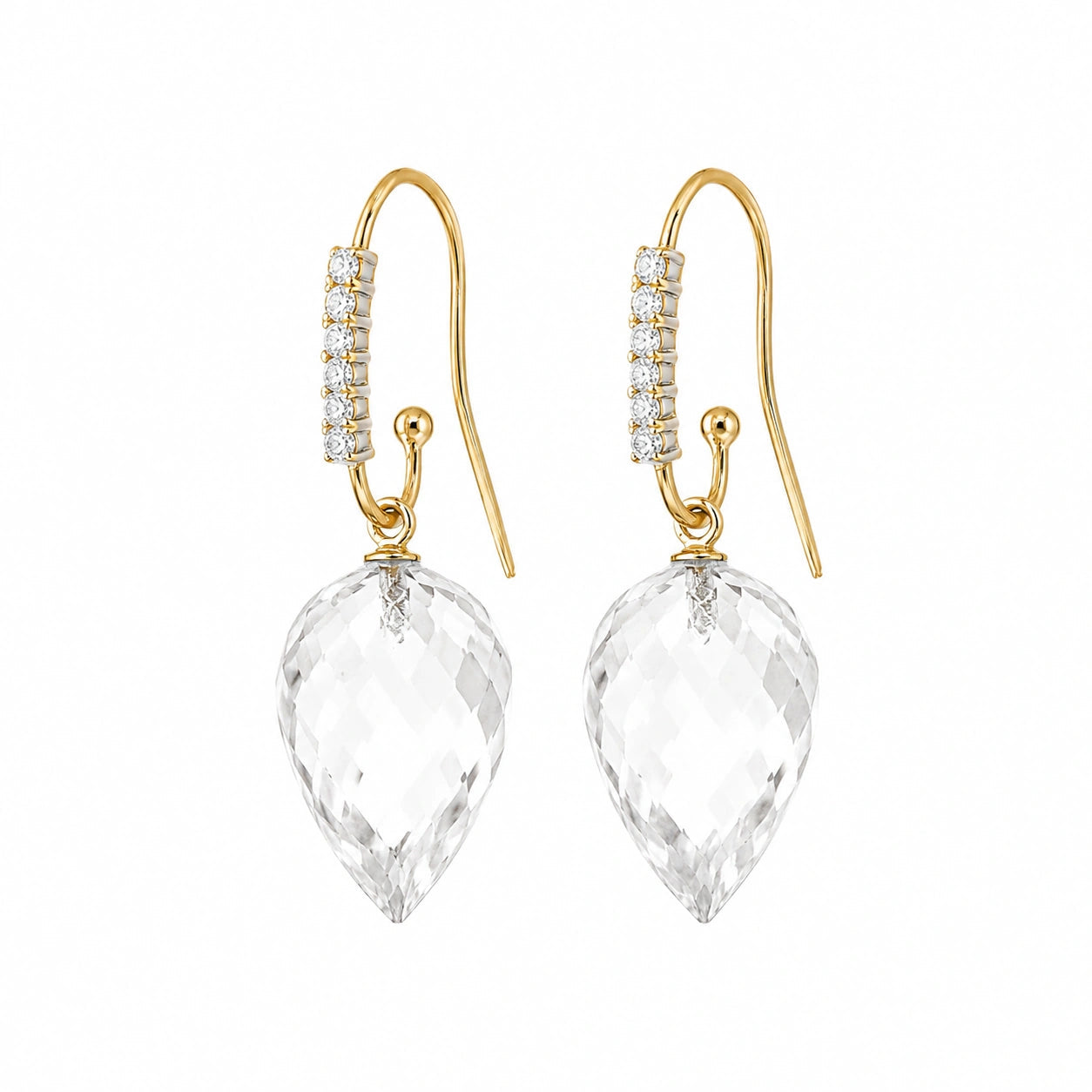 Yellow Gold Earrings White Topaz 10K — Carina