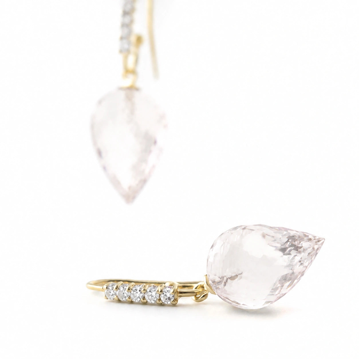Yellow Gold Earrings White Topaz 10K — Carina