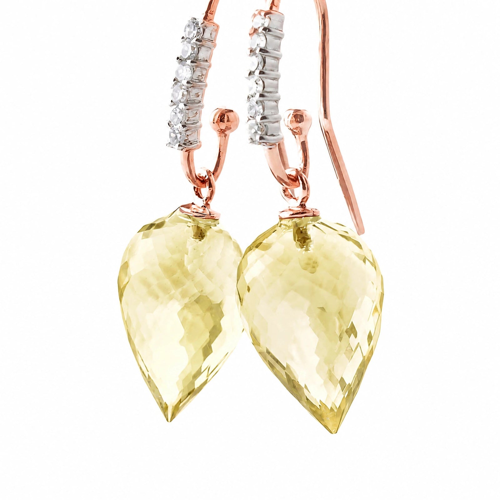 Rose Gold Earrings Lemon Quartz 10K — Carina