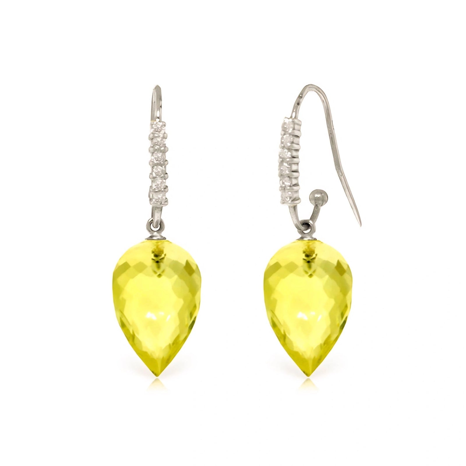 White Gold Earrings Lemon Quartz 10K — Carina