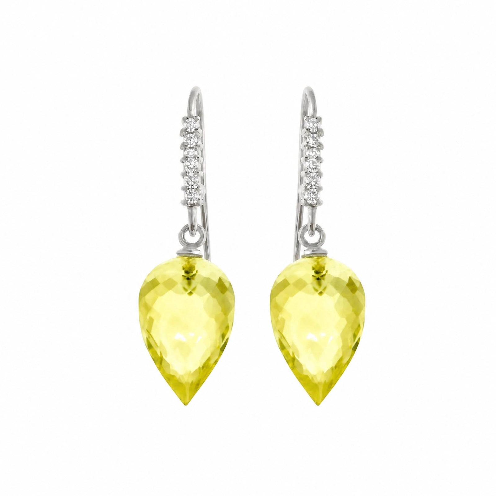 White Gold Earrings Lemon Quartz 10K — Carina