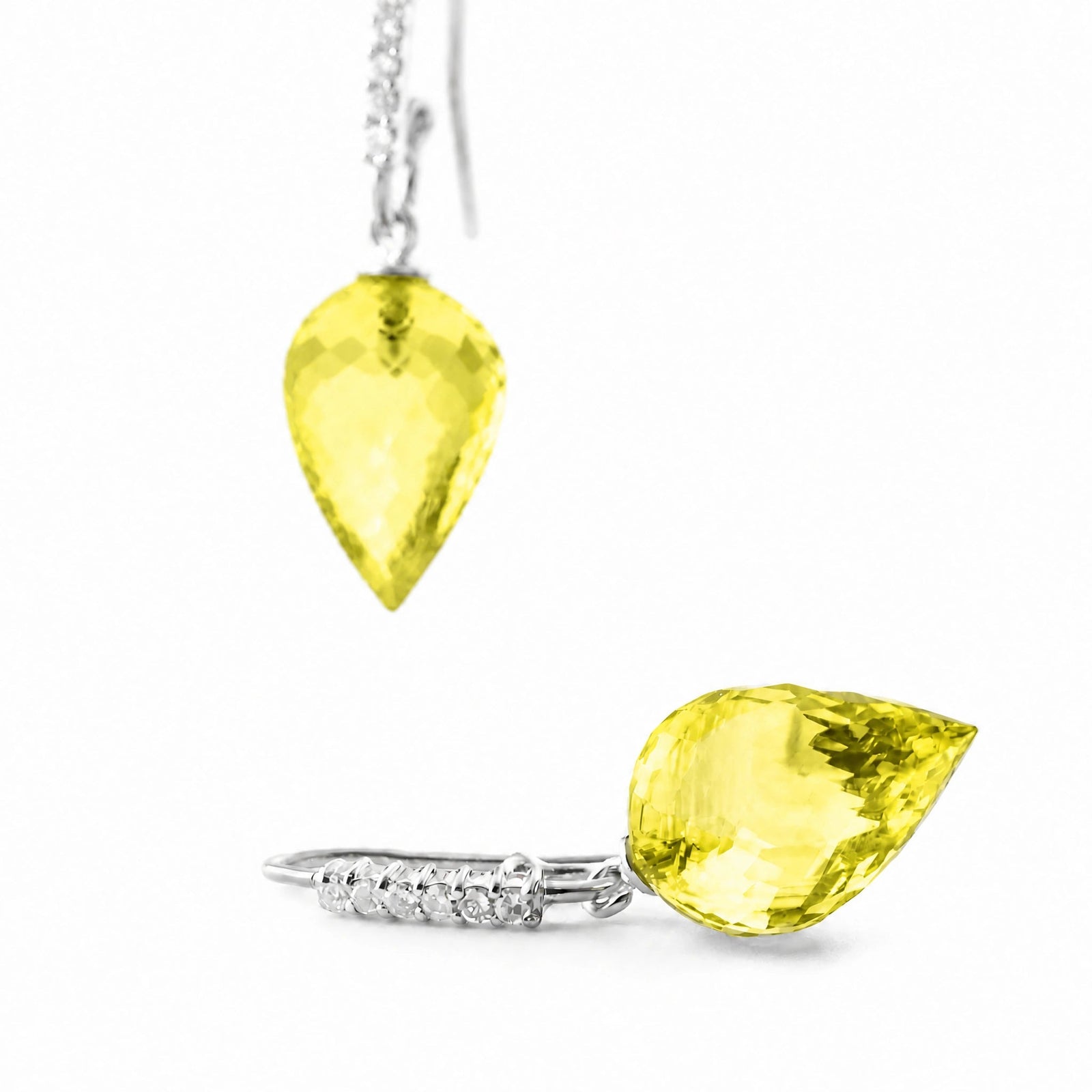 White Gold Earrings Lemon Quartz 10K — Carina