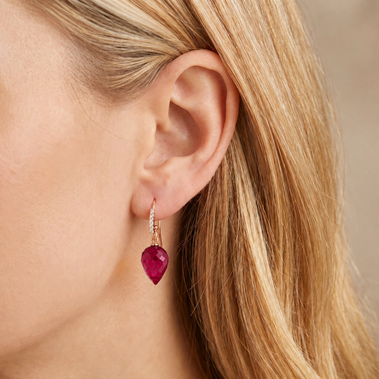 Rose Gold Earrings Ruby 10K — Carina