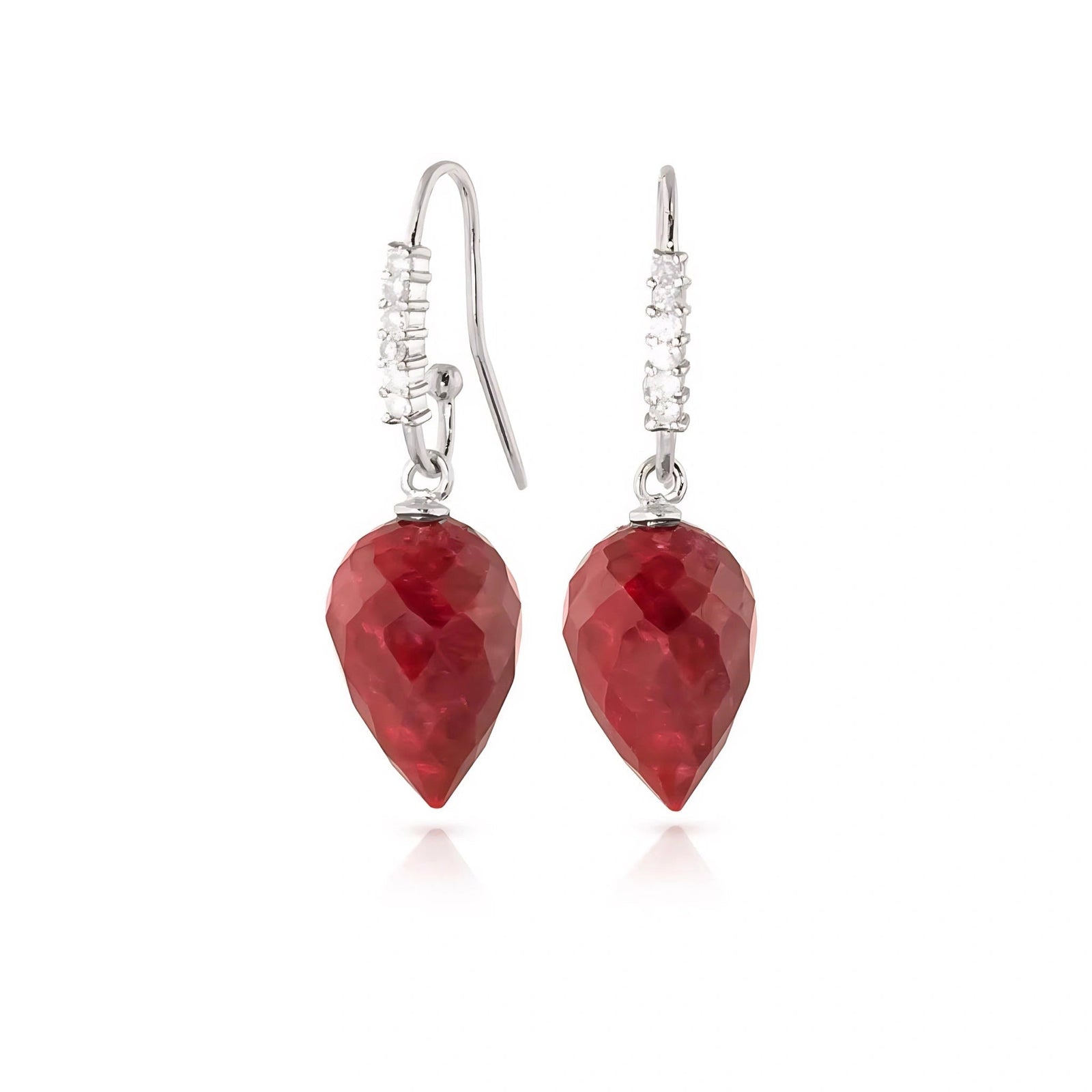 White Gold Earrings Ruby 10K — Carina