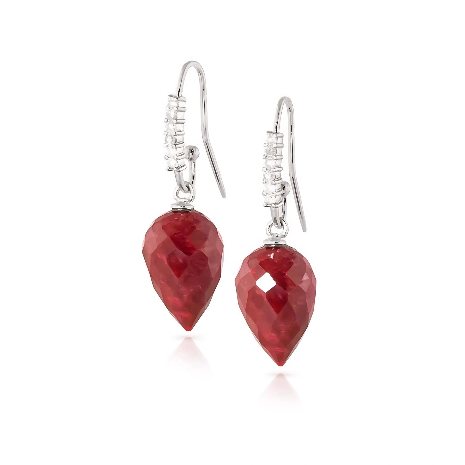 White Gold Earrings Ruby 10K — Carina