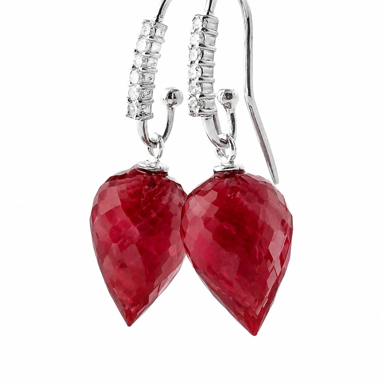 White Gold Earrings Ruby 10K — Carina