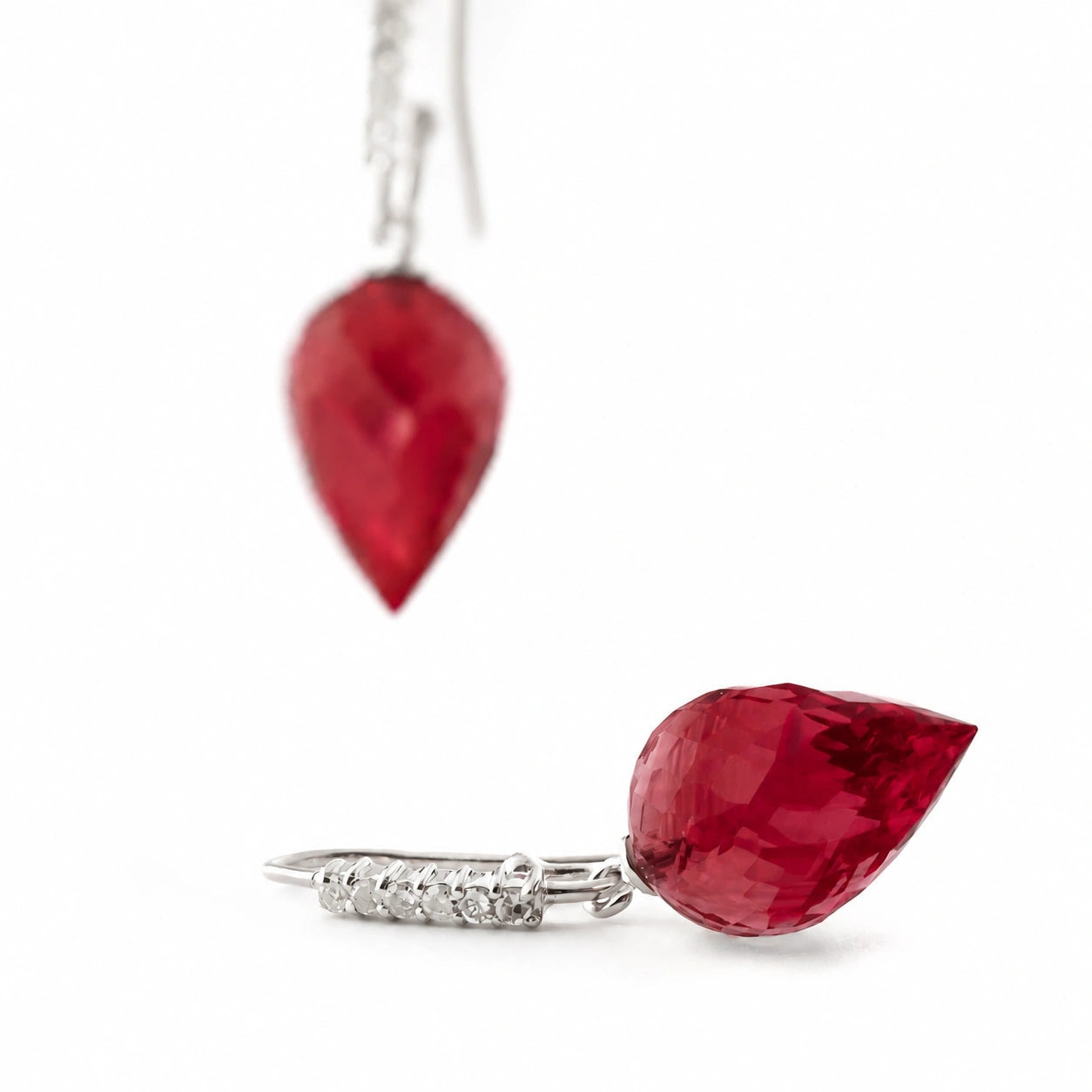White Gold Earrings Ruby 10K — Carina