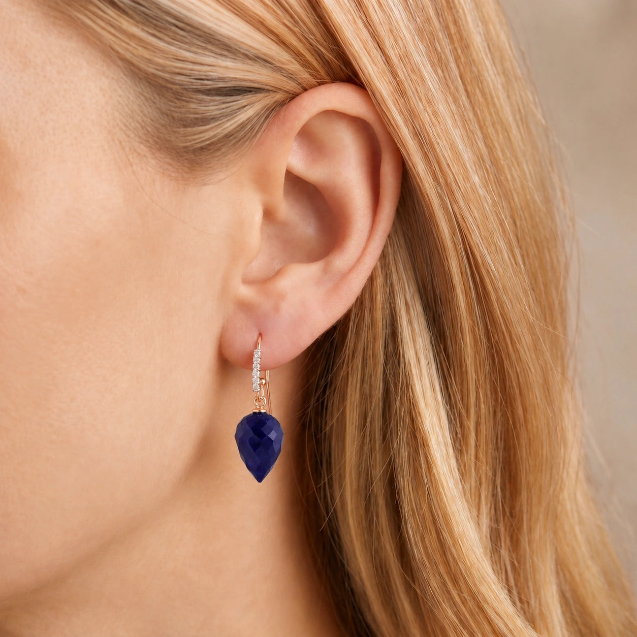 Rose Gold Earrings Sapphire 10K — Carina