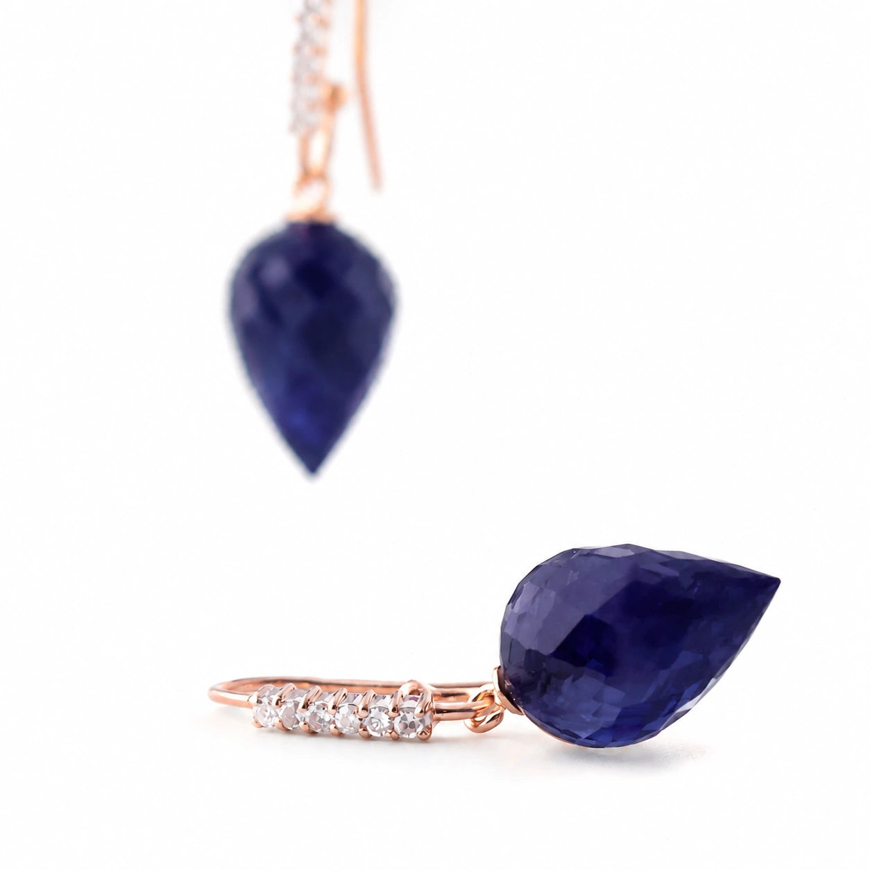 Rose Gold Earrings Sapphire 10K — Carina