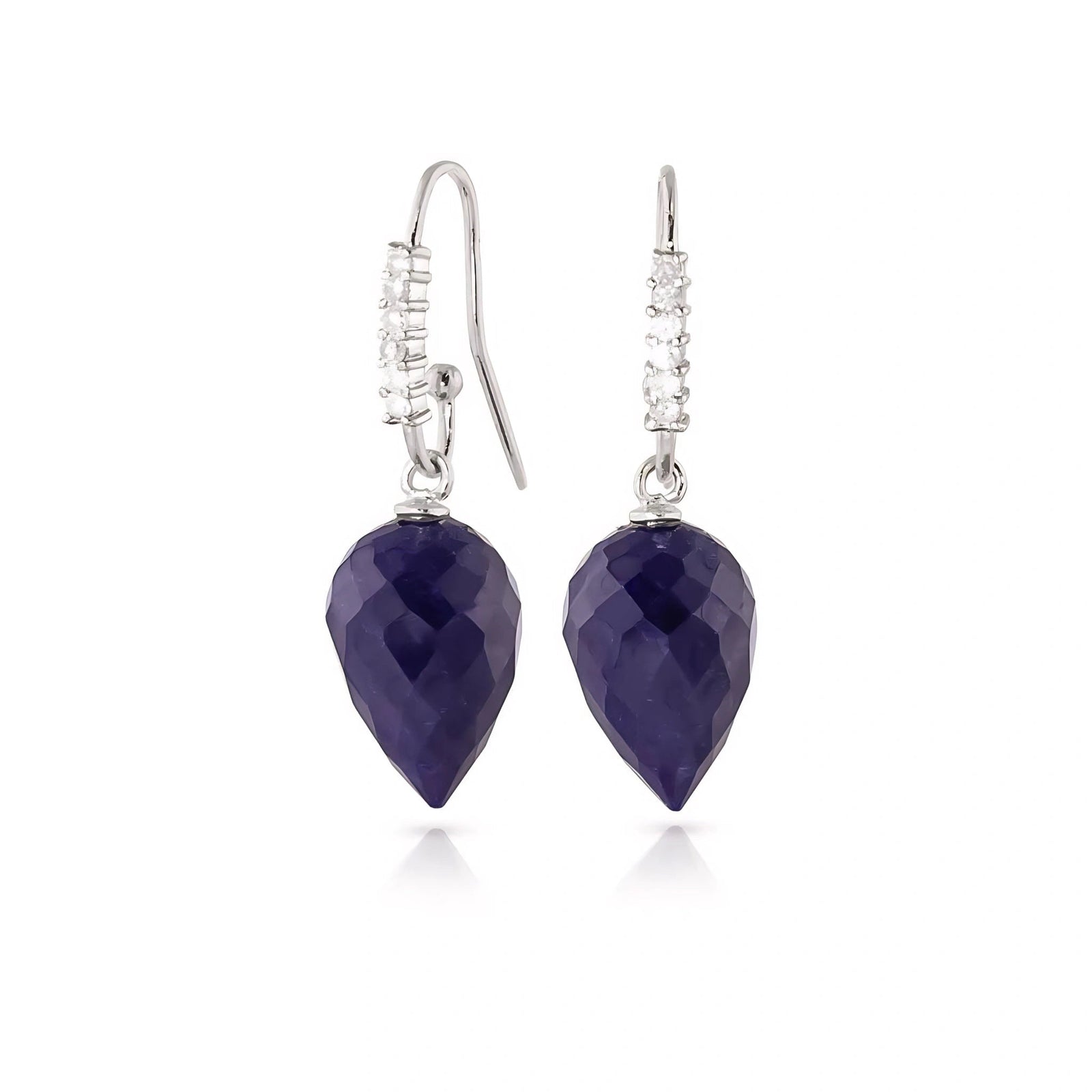 White Gold Earrings Sapphire 10K — Carina
