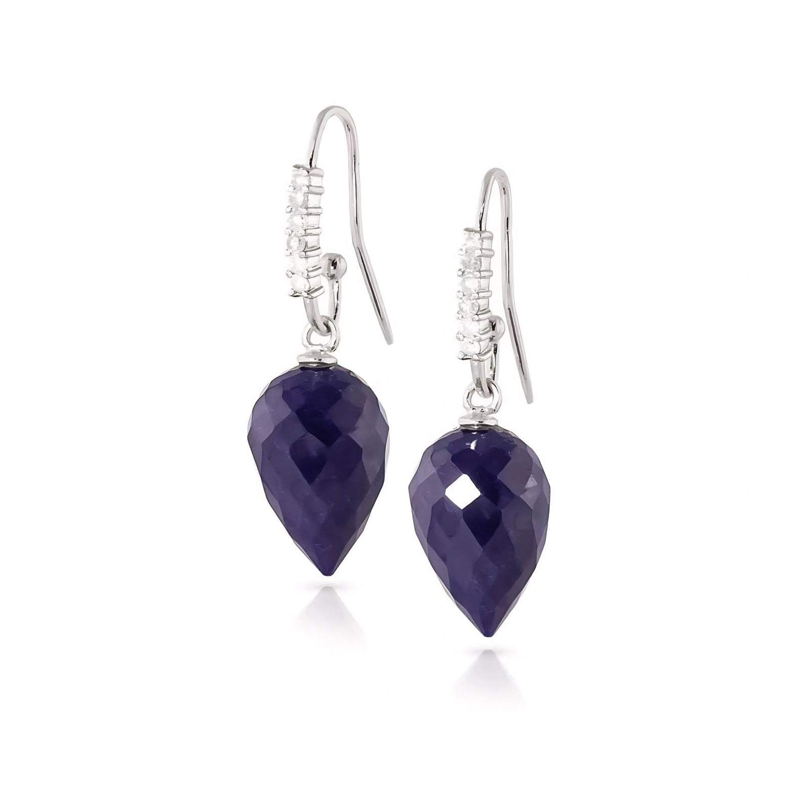 White Gold Earrings Sapphire 10K — Carina