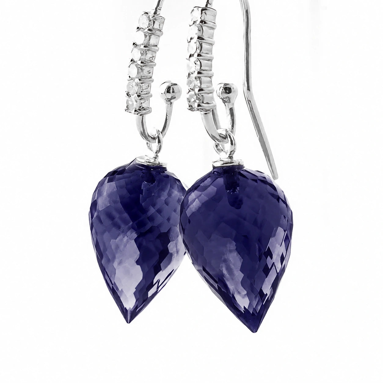 White Gold Earrings Sapphire 10K — Carina
