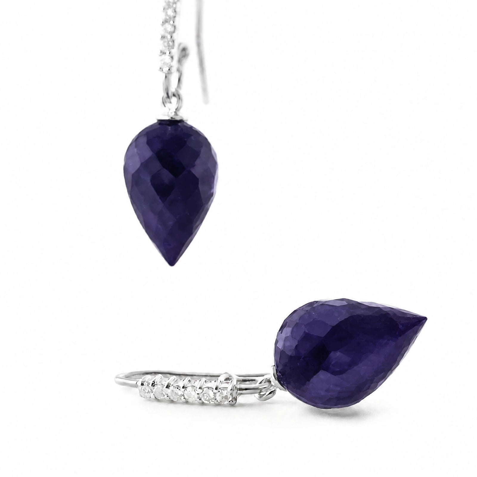 White Gold Earrings Sapphire 10K — Carina