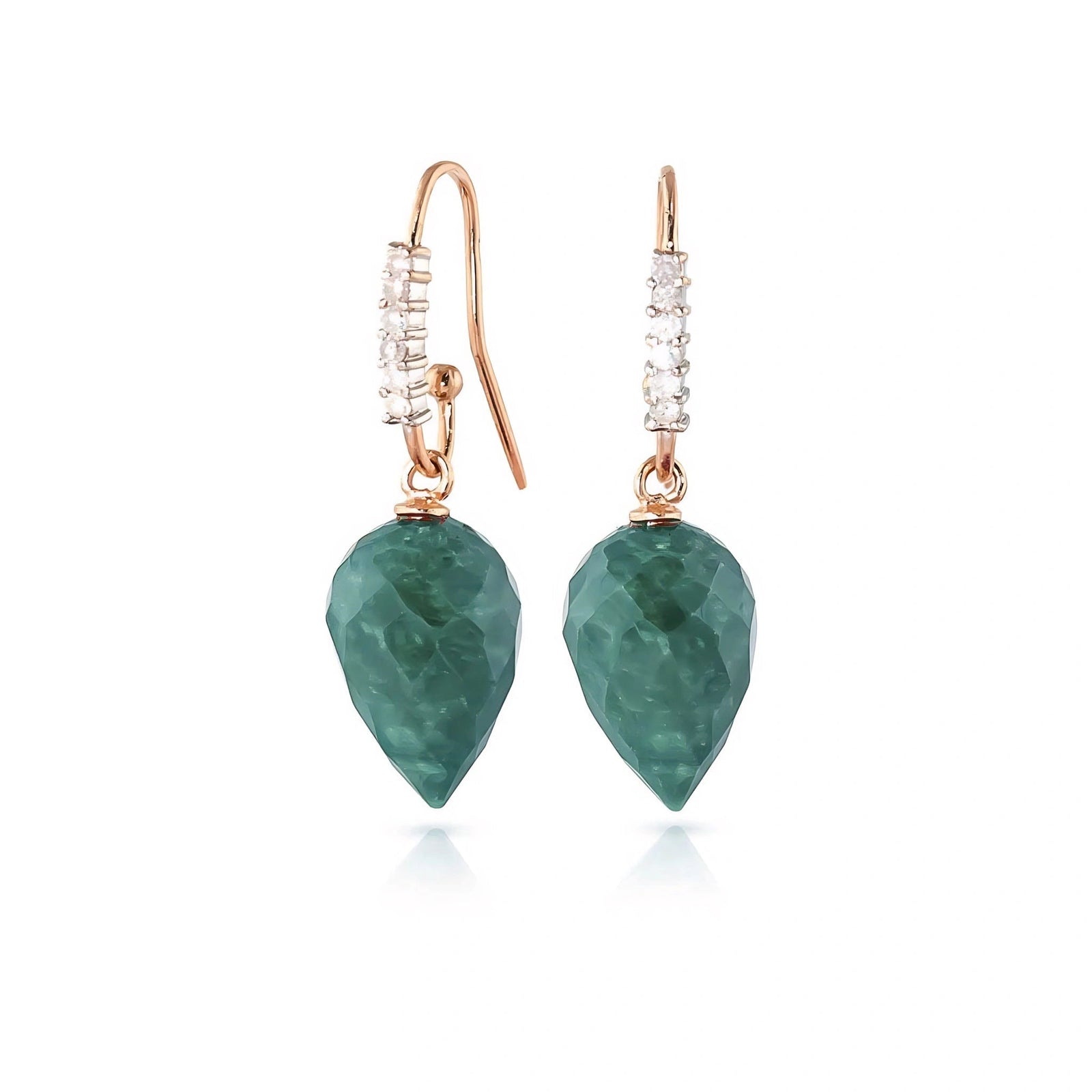 Rose Gold Earrings Emerald 10K — Carina