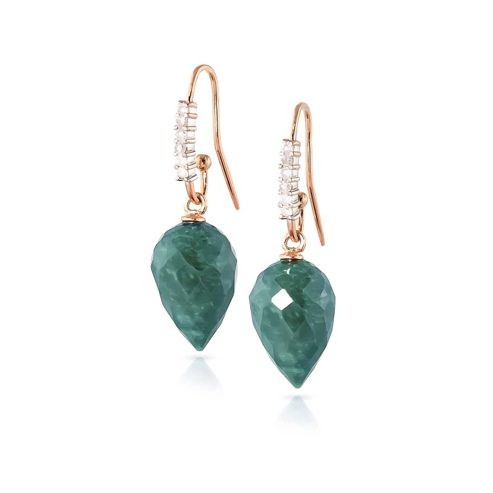 Rose Gold Earrings Emerald 10K — Carina