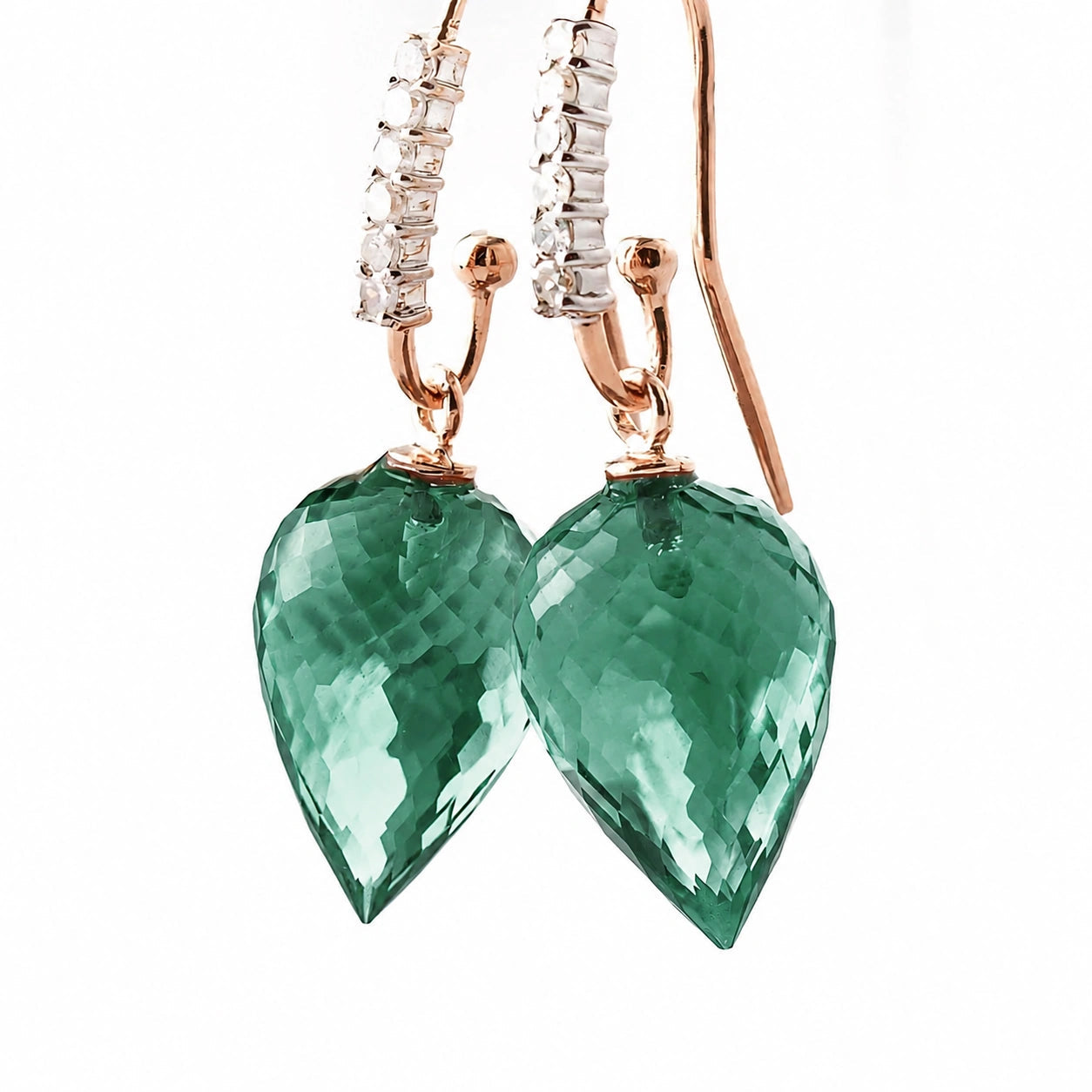 Rose Gold Earrings Emerald 10K — Carina