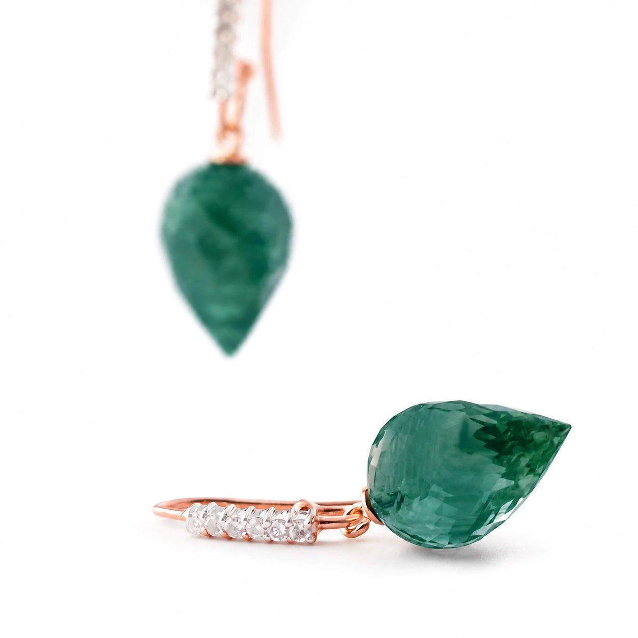 Rose Gold Earrings Emerald 10K — Carina