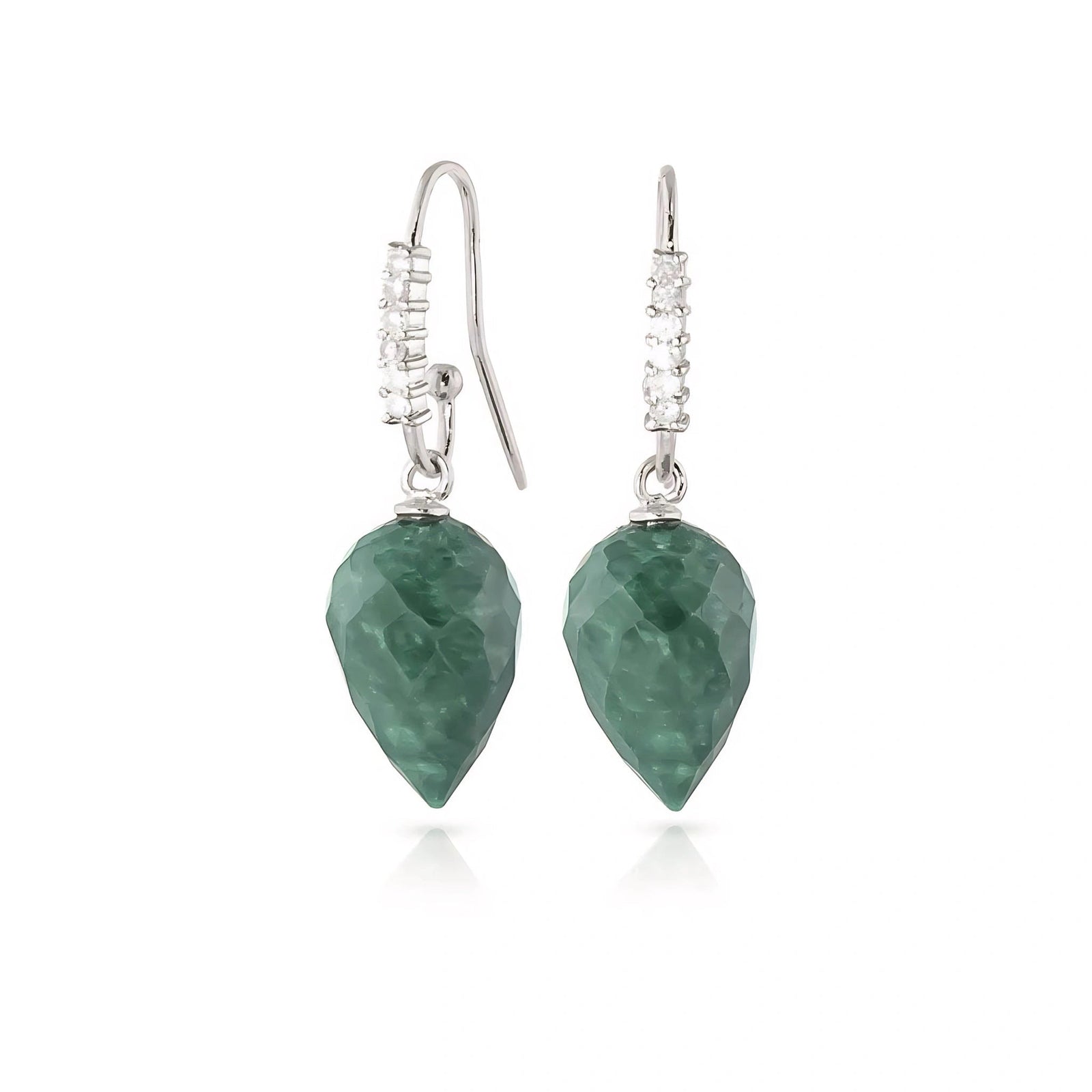 White Gold Earrings Emerald 10K — Carina