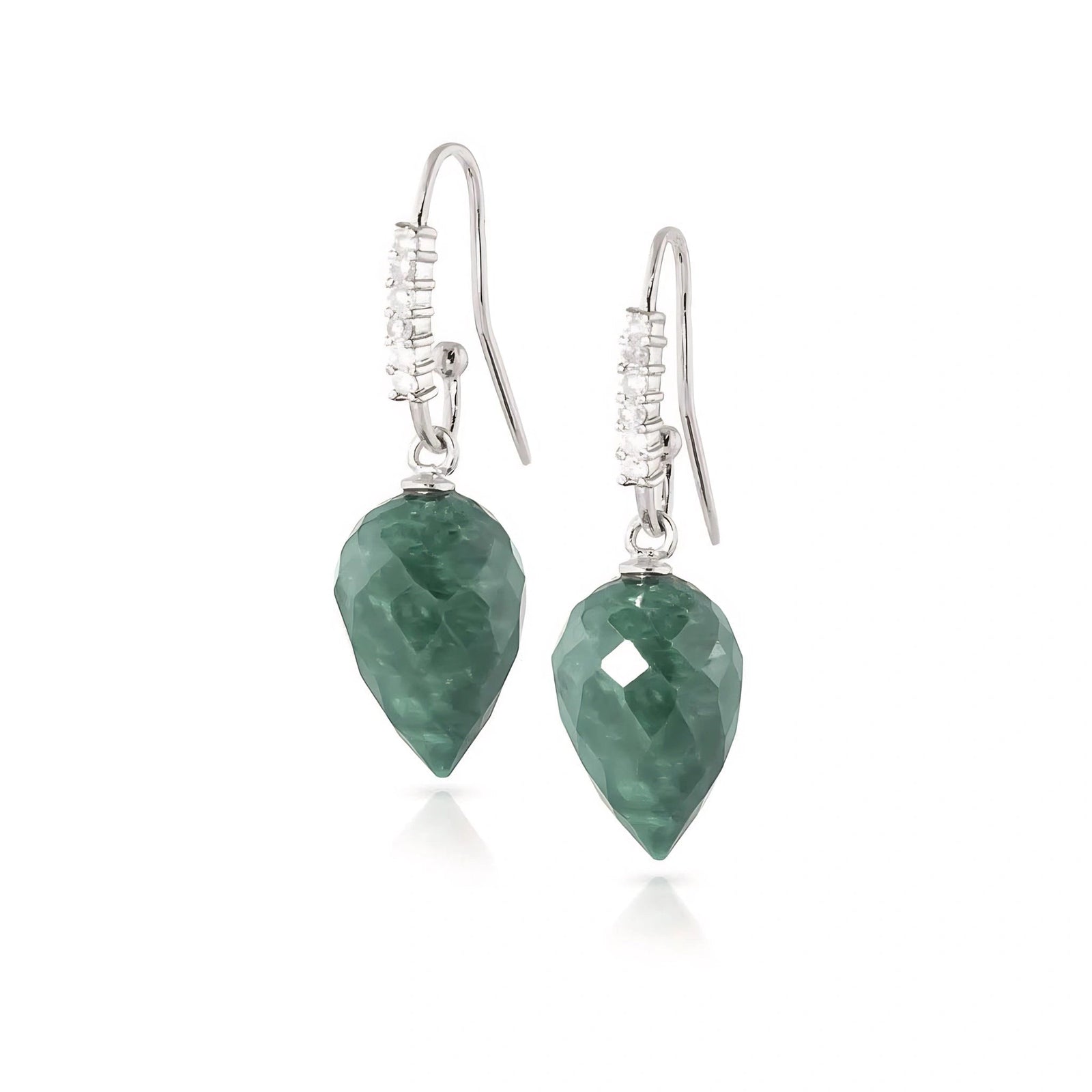 White Gold Earrings Emerald 10K — Carina