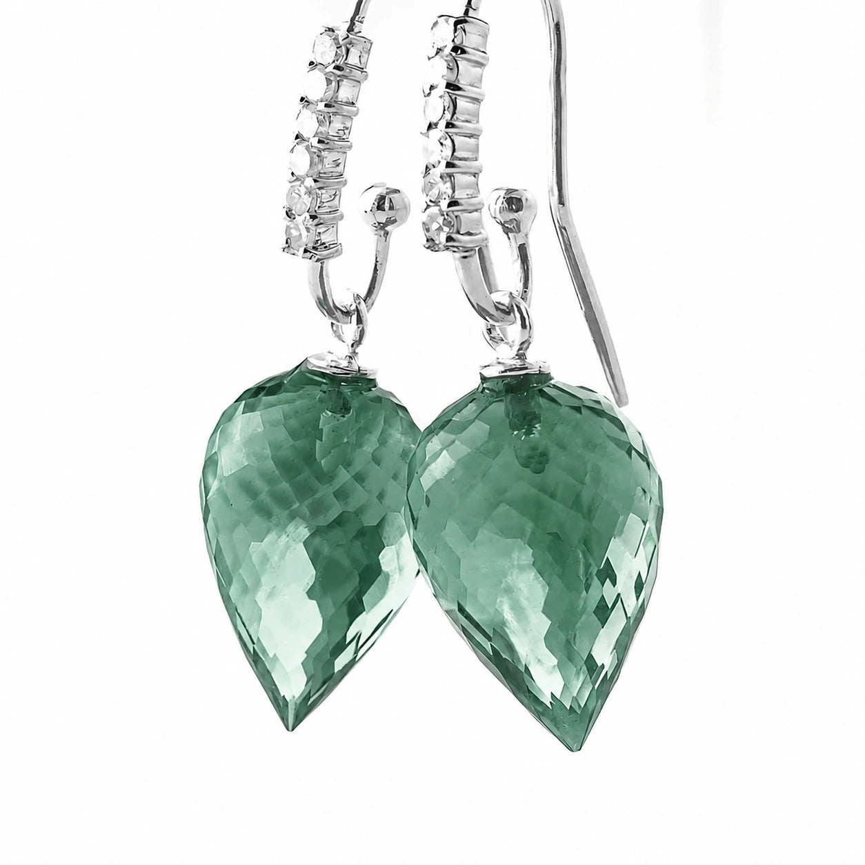 White Gold Earrings Emerald 10K — Carina