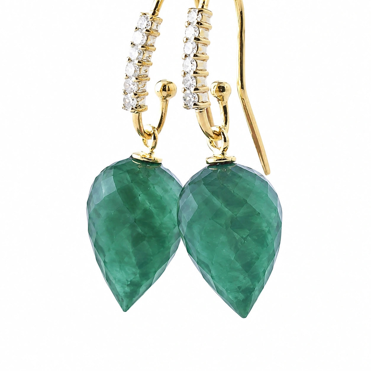 Yellow Gold Earrings Emerald 10K — Carina