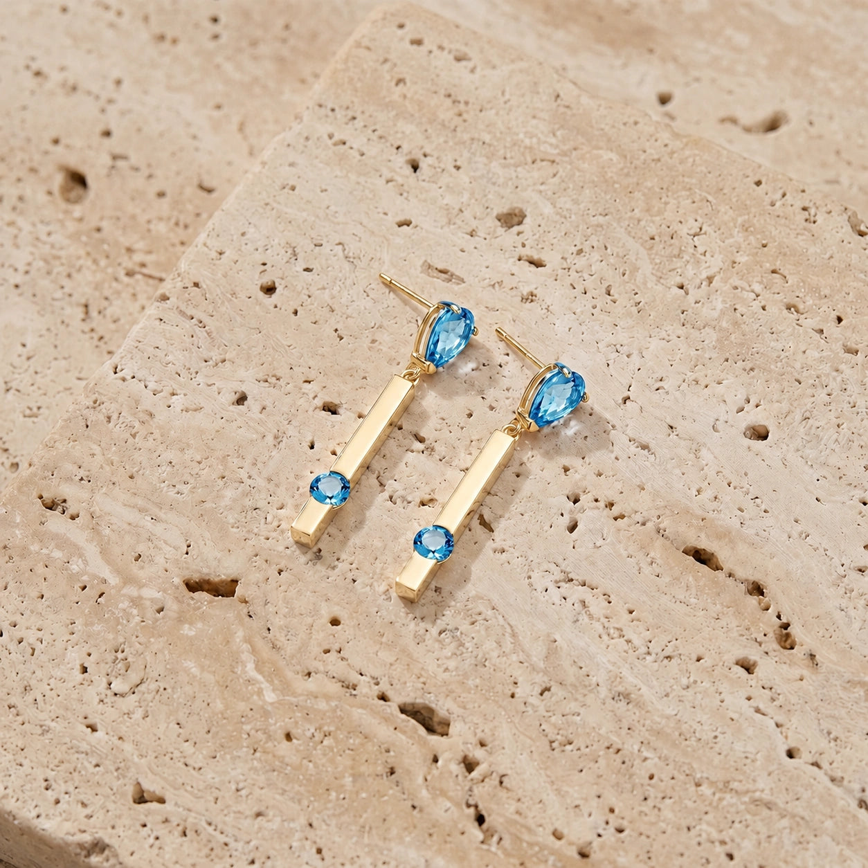 Yellow Gold Blue Topaz — Mariagertrude