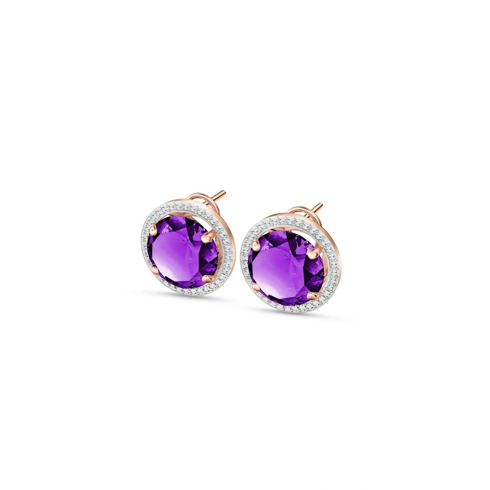 Rose Gold Earrings Amethyst 10K — Osanna