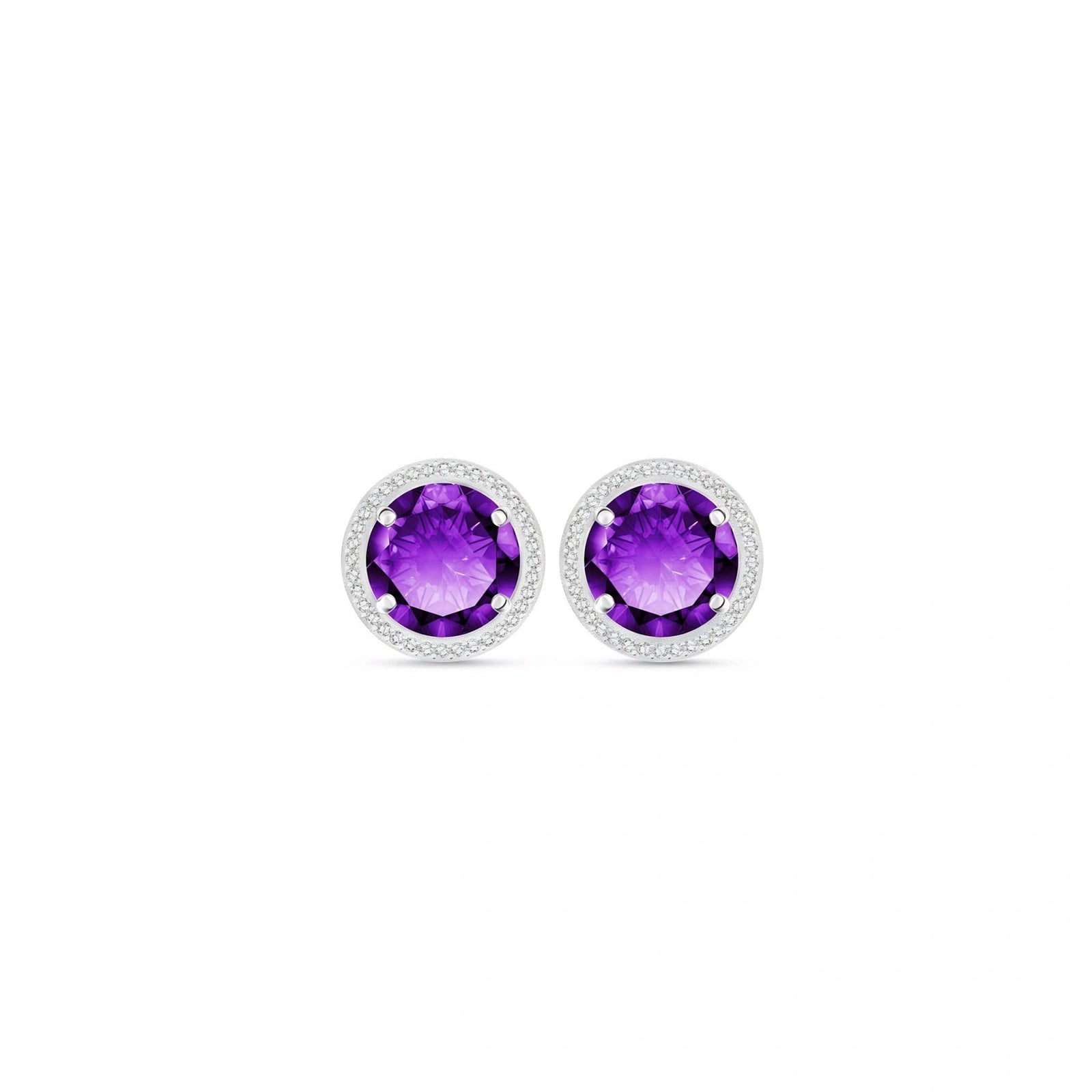 White Gold Earrings Amethyst 10K — Osanna