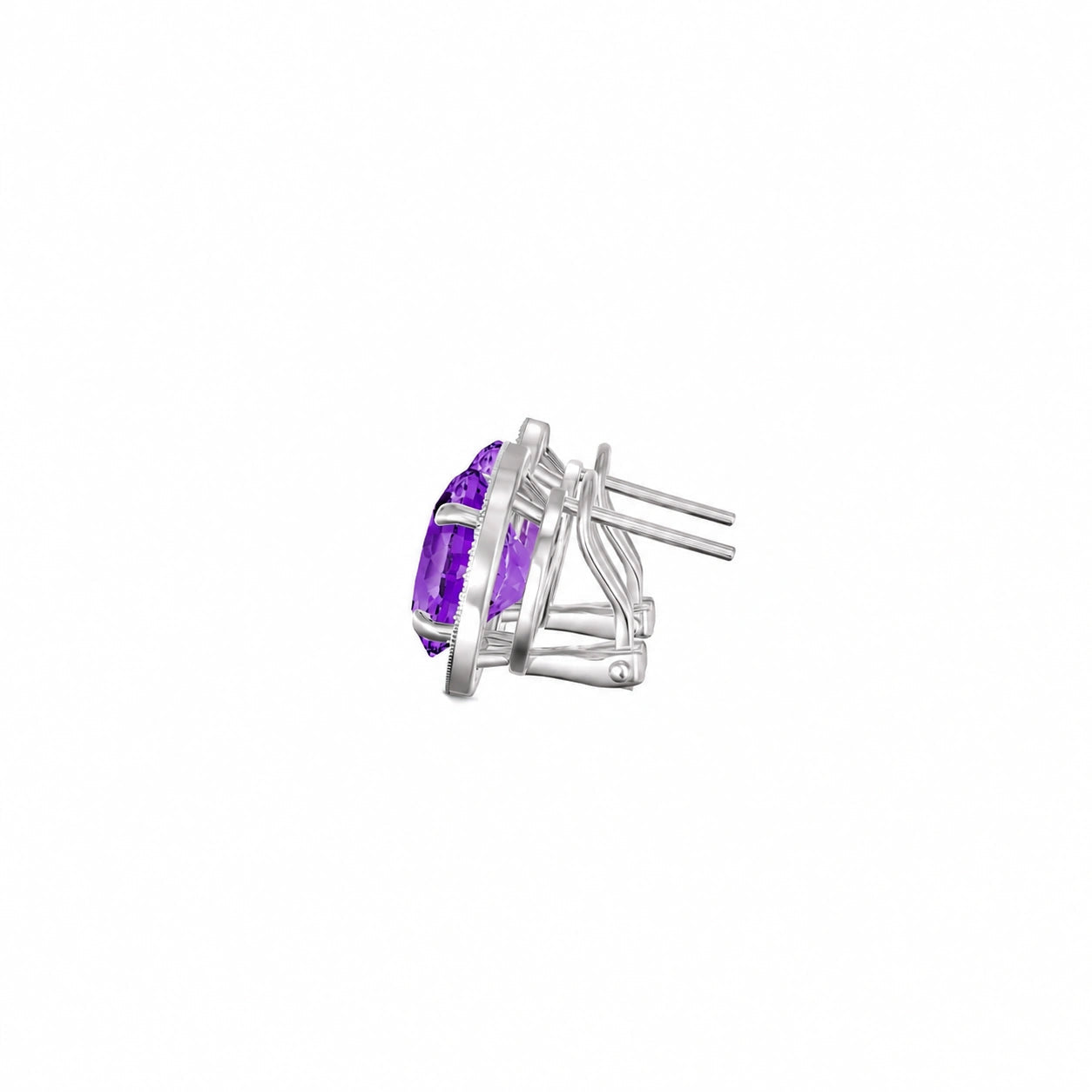 White Gold Earrings Amethyst 10K — Osanna
