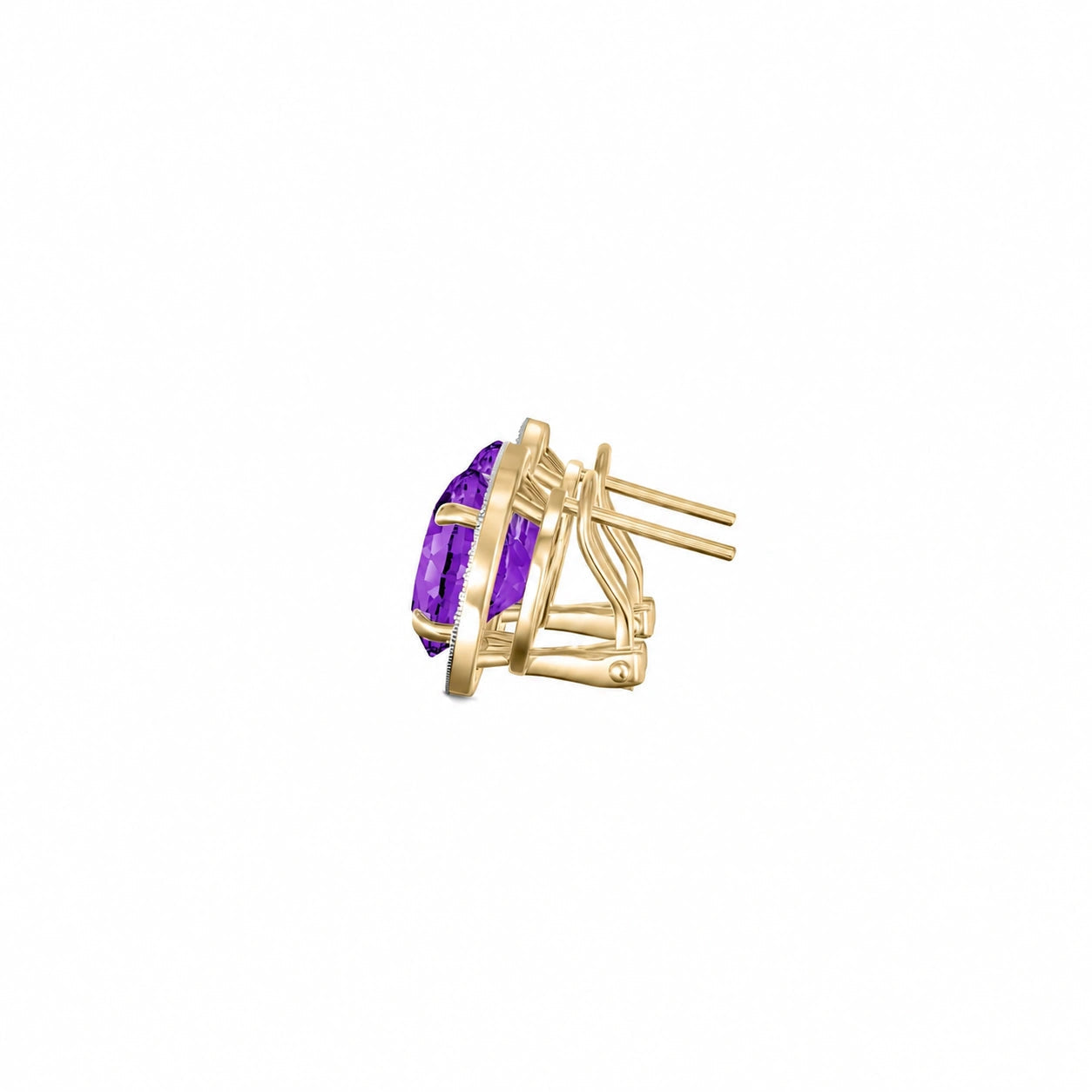 Yellow Gold Earrings Amethyst 10K — Osanna