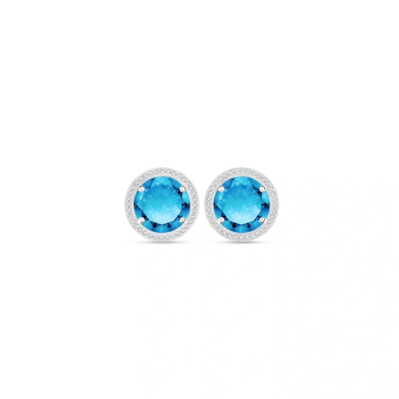 White Gold Earrings Blue Topaz 10K — Osanna