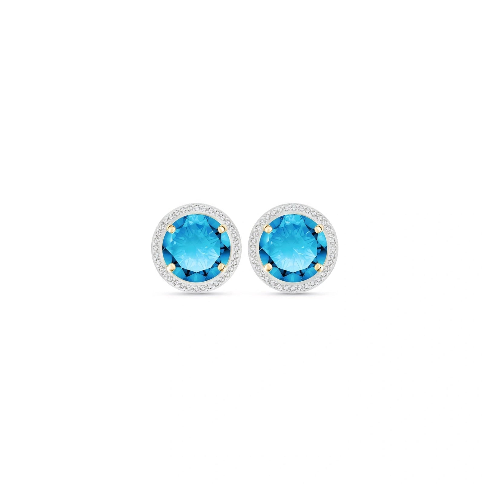 Yellow Gold Earrings Blue Topaz 10K — Osanna