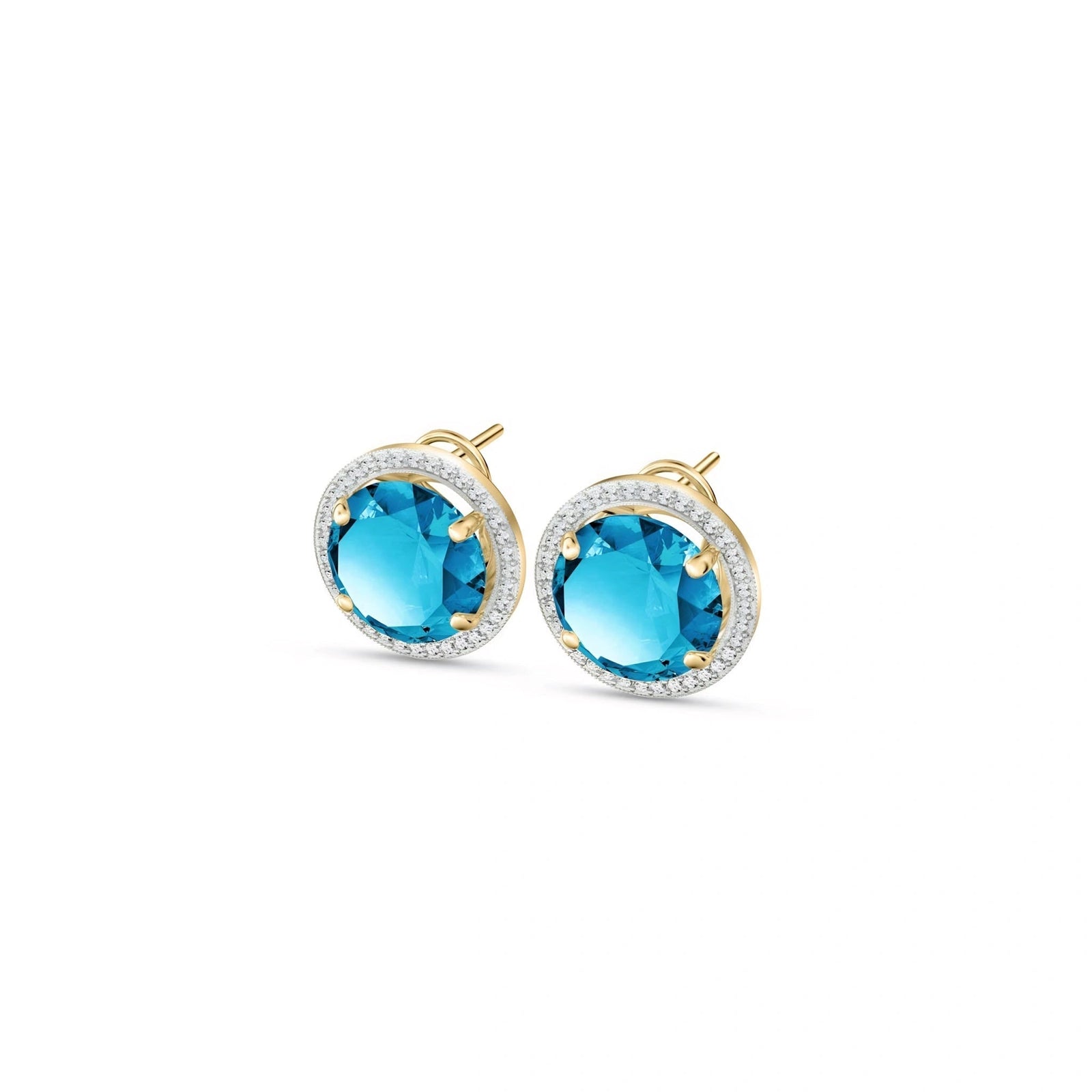Yellow Gold Earrings Blue Topaz 10K — Osanna