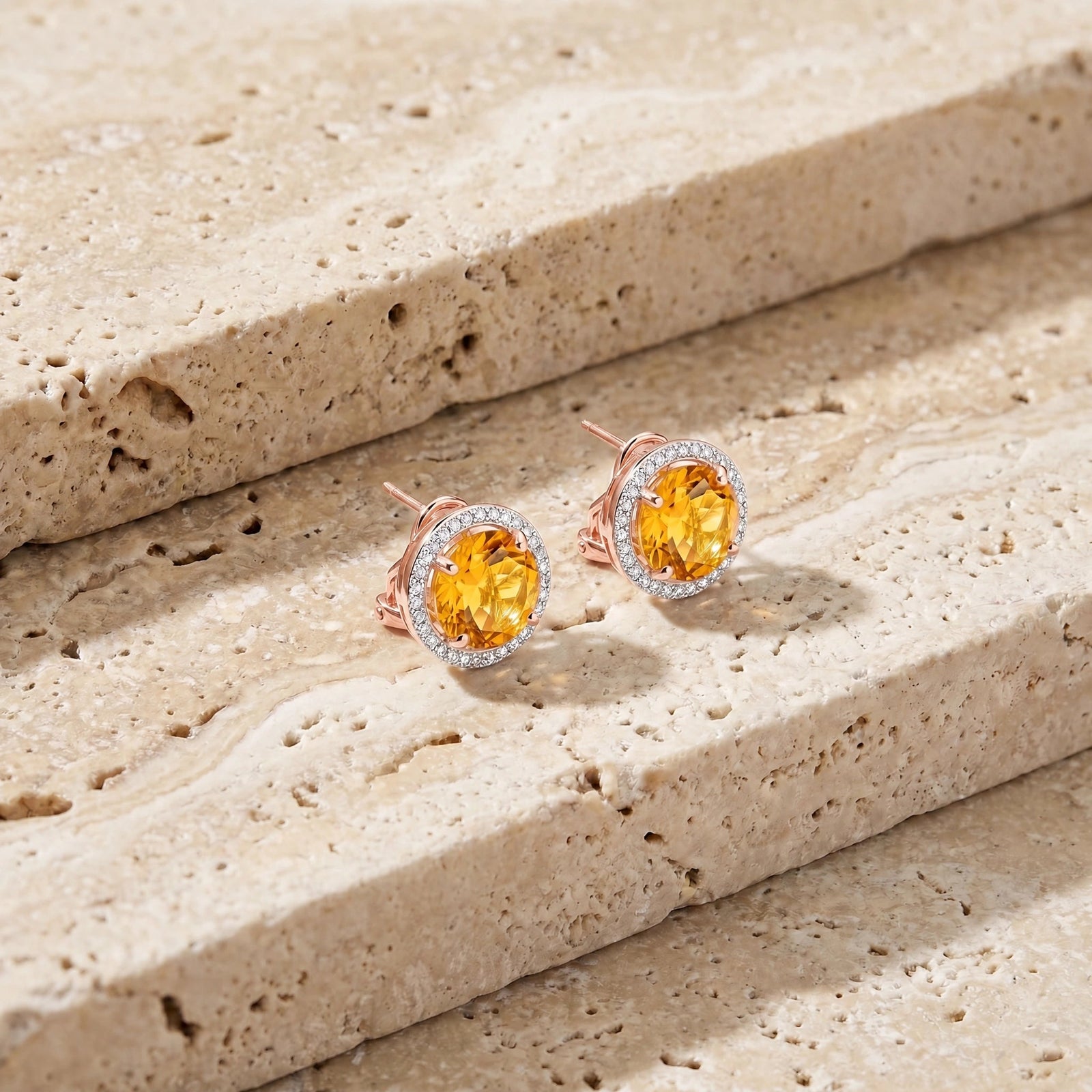 Rose Gold Earrings Citrine 10K — Osanna