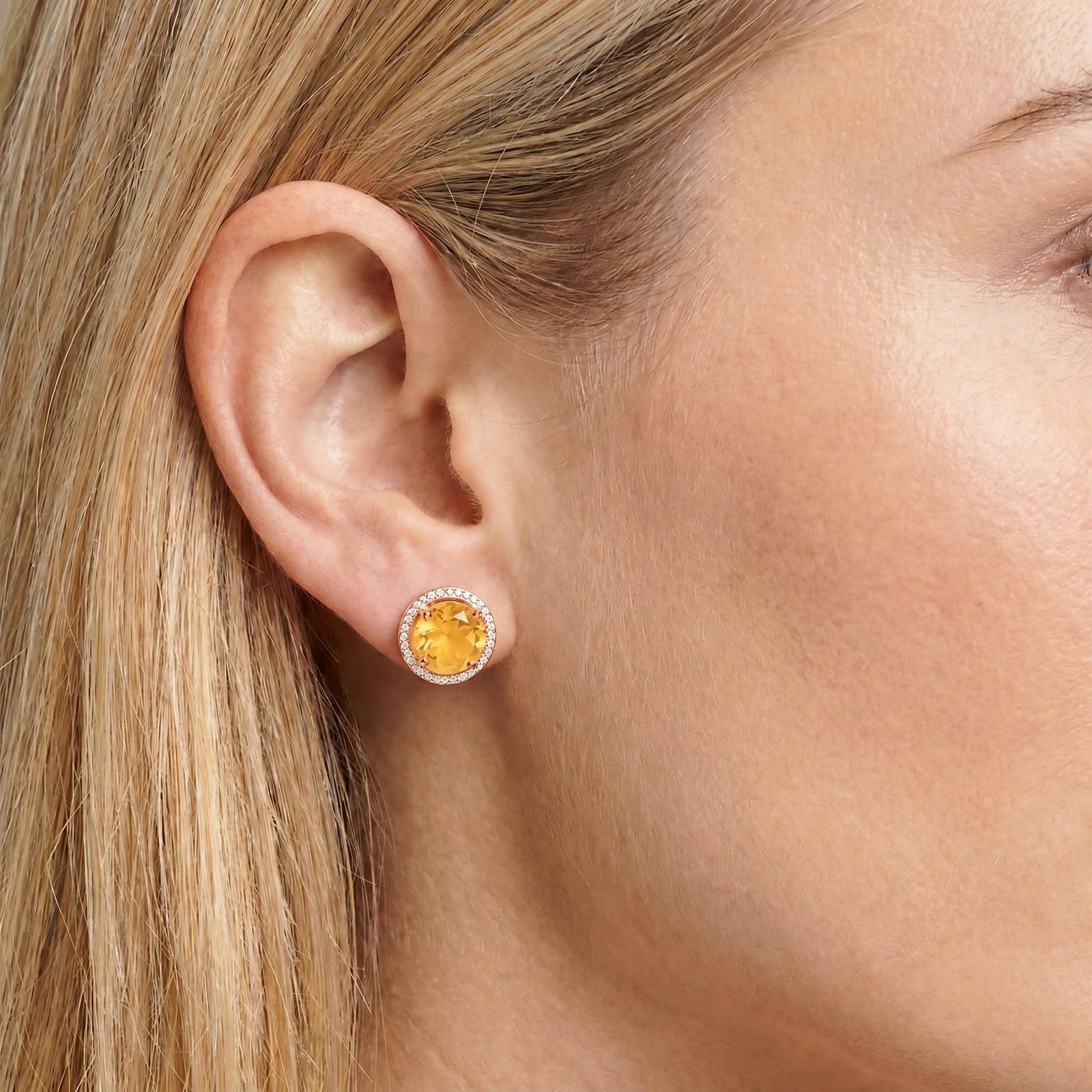 Rose Gold Earrings Citrine 10K — Osanna