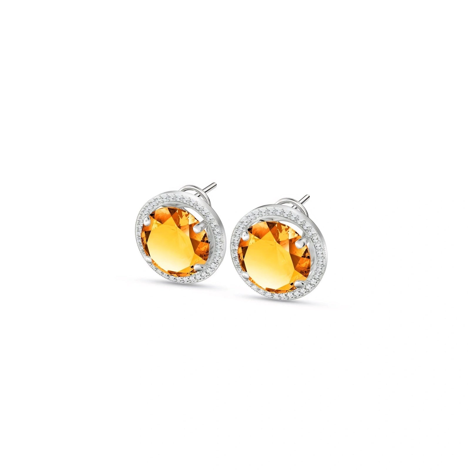 White Gold Earrings Citrine 10K — Osanna