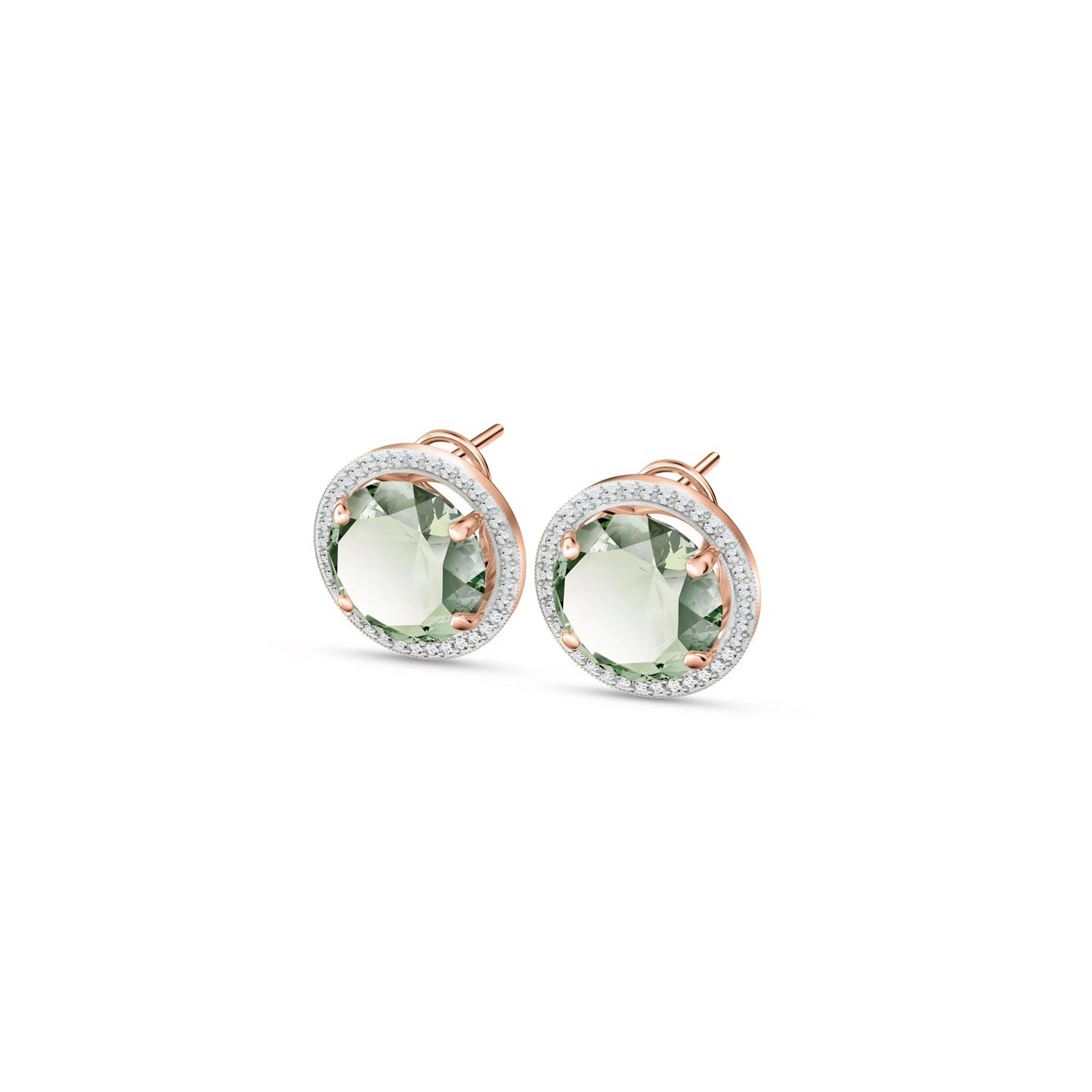 Rose Gold Earrings Green Amethyst 10K — Osanna