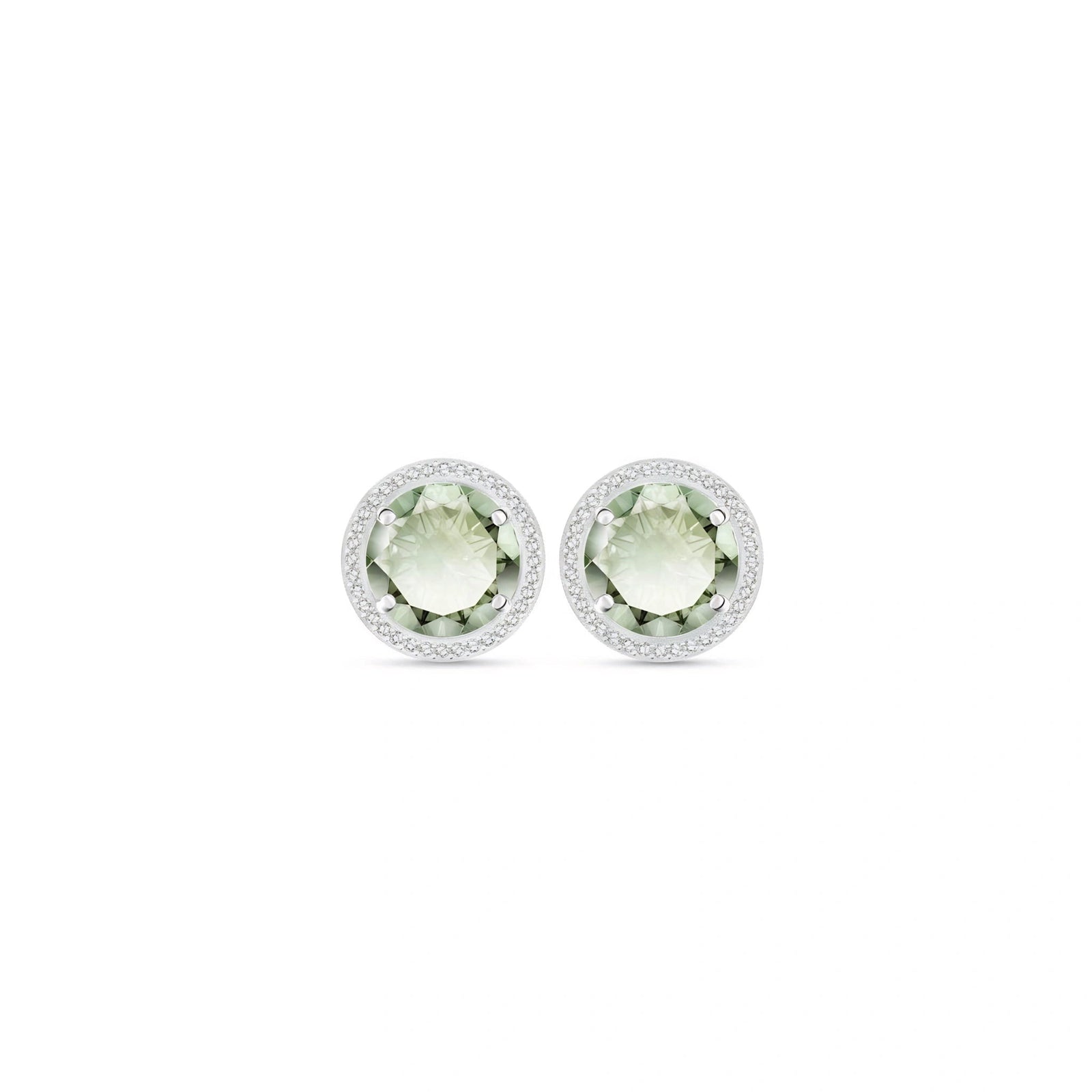 White Gold Earrings Green Amethyst 10K — Osanna