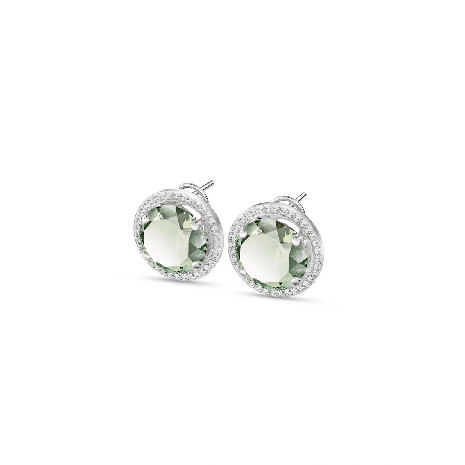 White Gold Earrings Green Amethyst 10K — Osanna