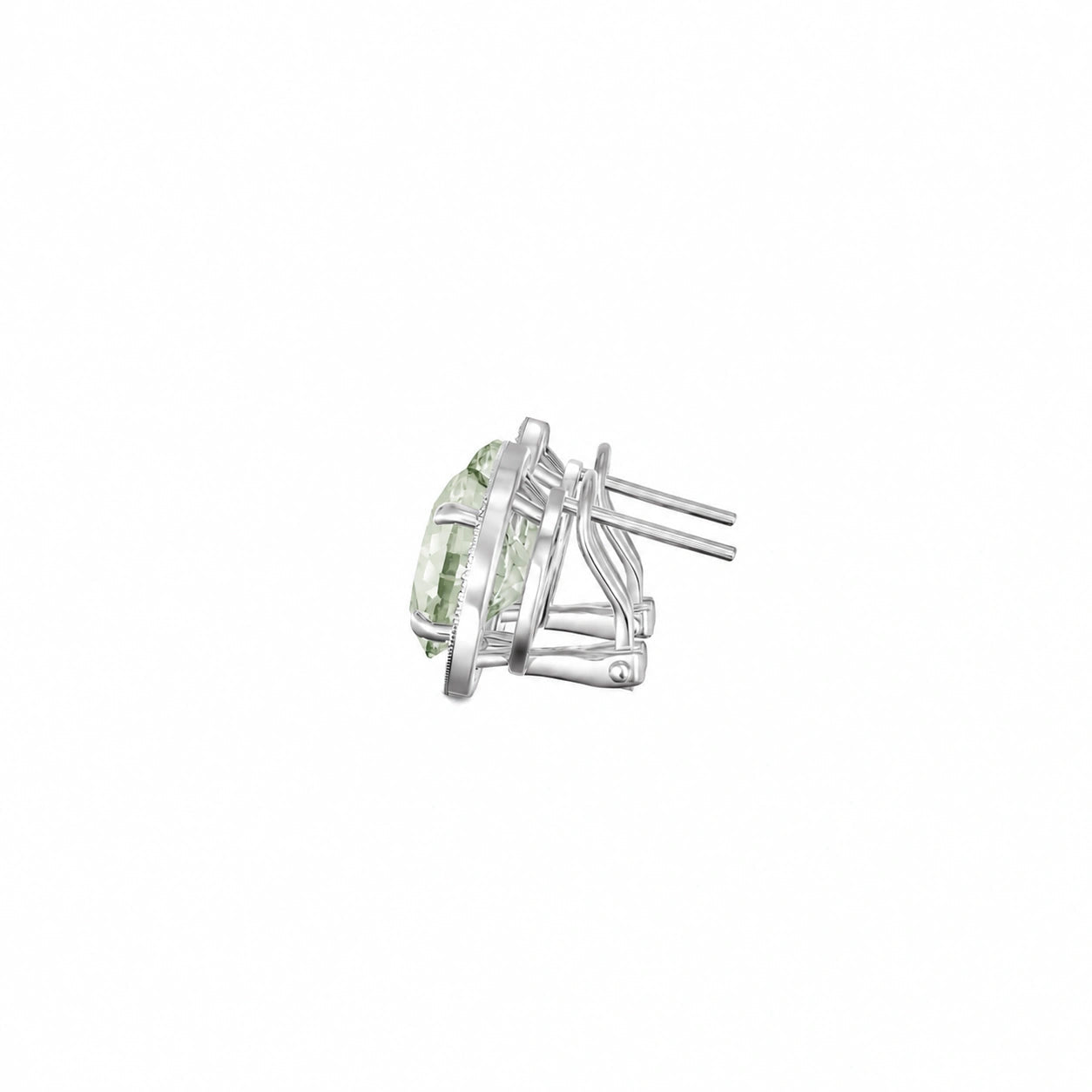 White Gold Earrings Green Amethyst 10K — Osanna