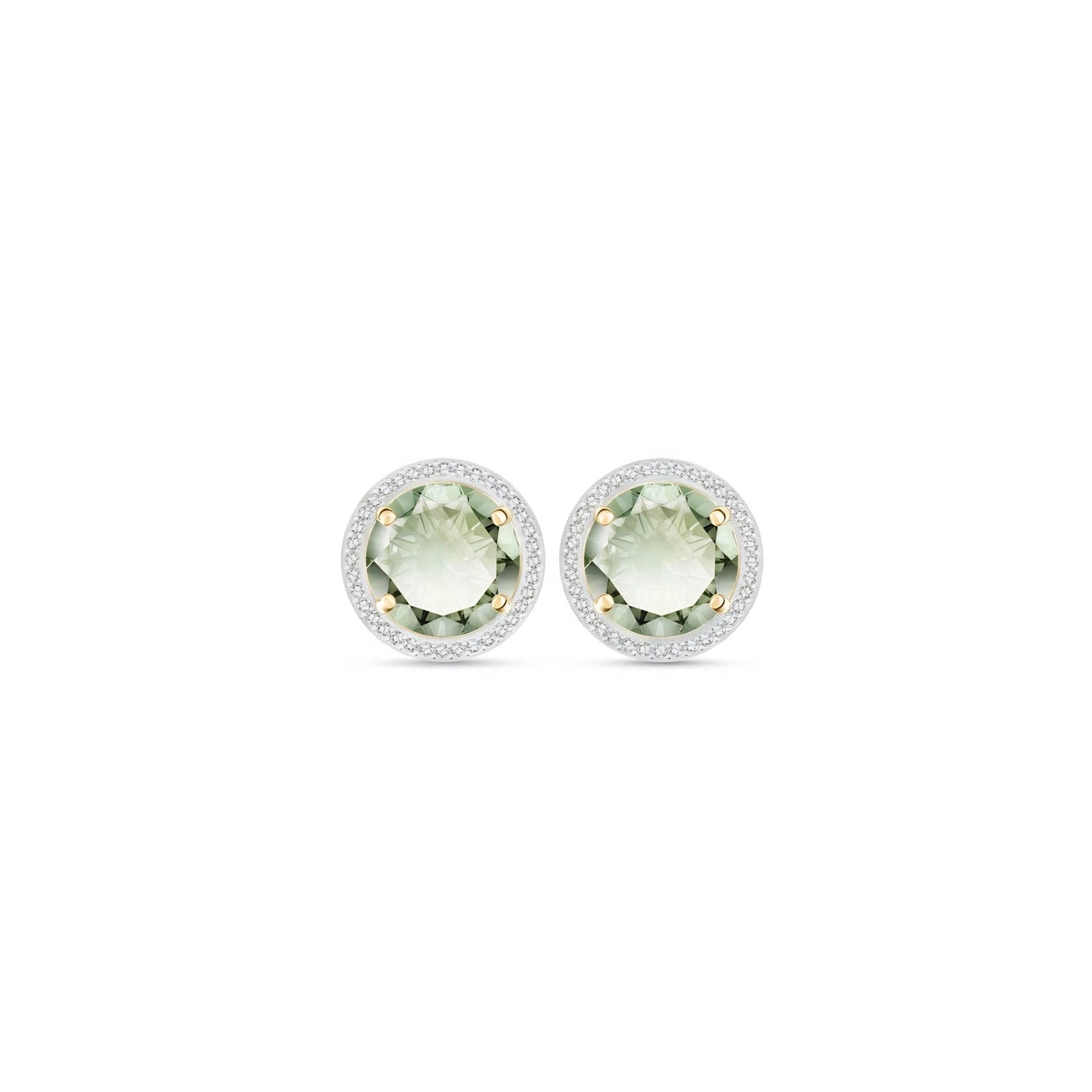 Yellow Gold Earrings Green Amethyst 10K — Osanna