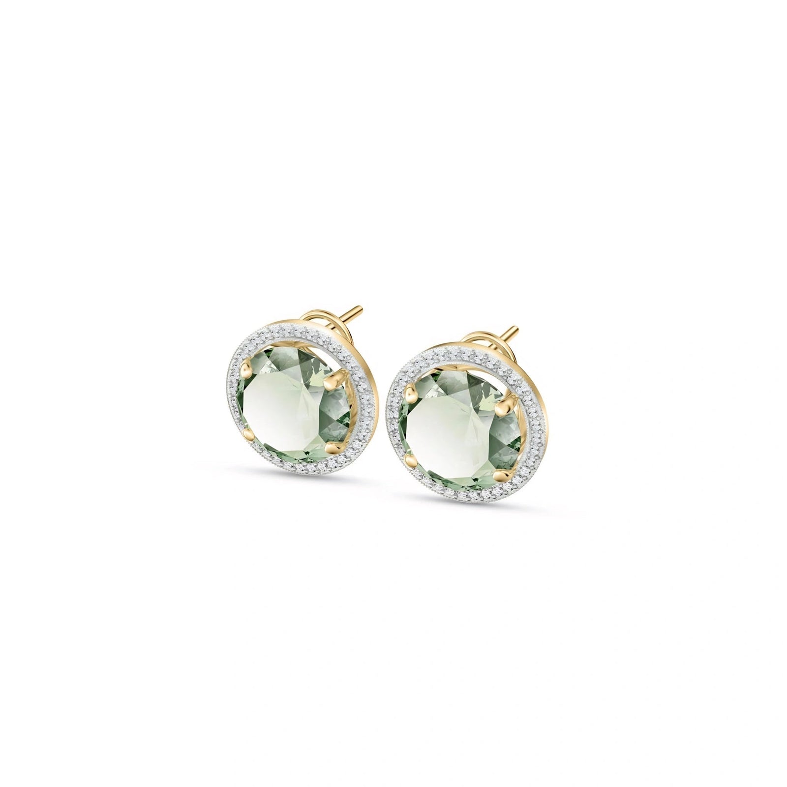 Yellow Gold Earrings Green Amethyst 10K — Osanna