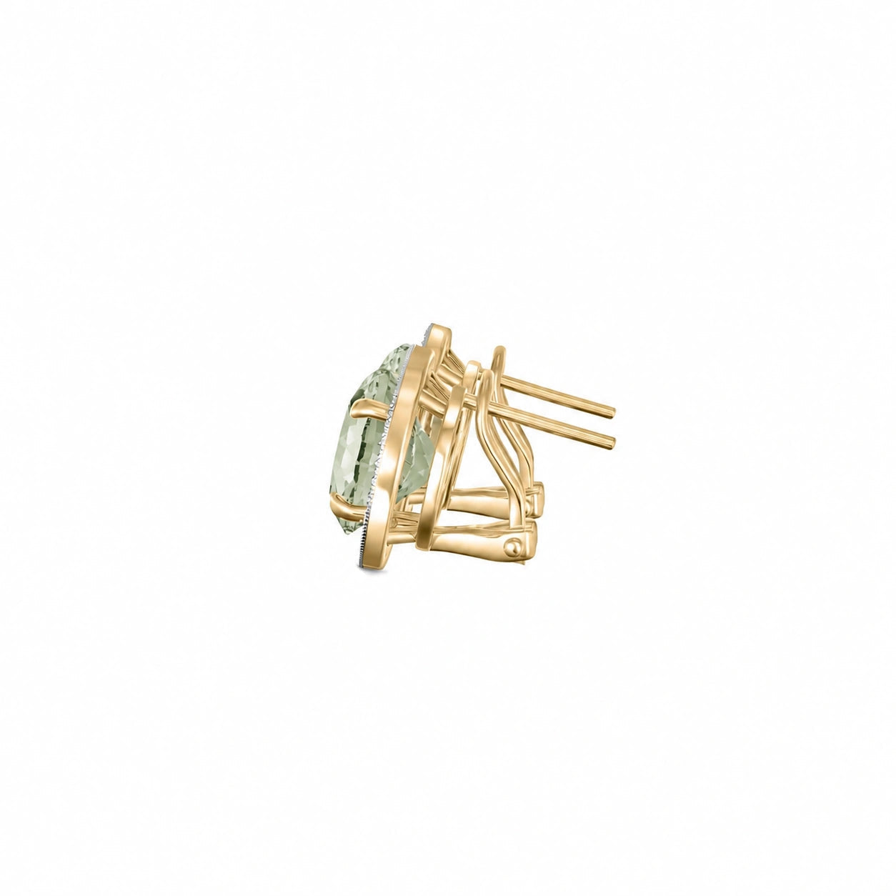 Yellow Gold Earrings Green Amethyst 10K — Osanna
