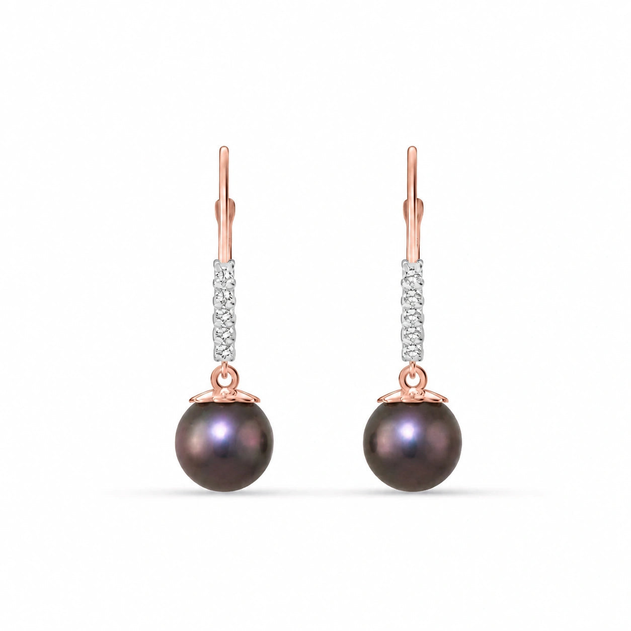 Rose Gold Eternal Drop Earrings Pearl 10K — Altea