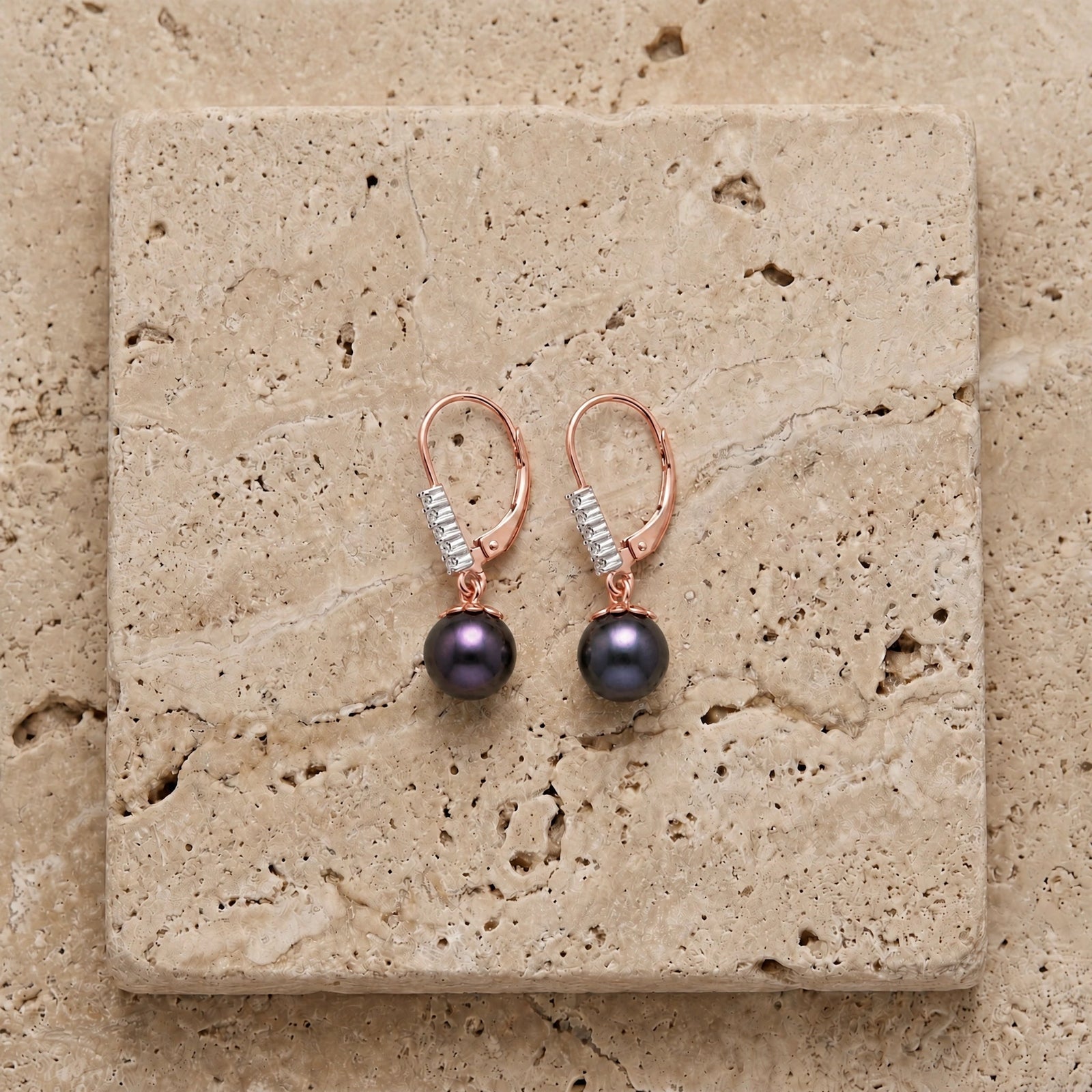 Rose Gold Eternal Drop Earrings Pearl 10K — Altea