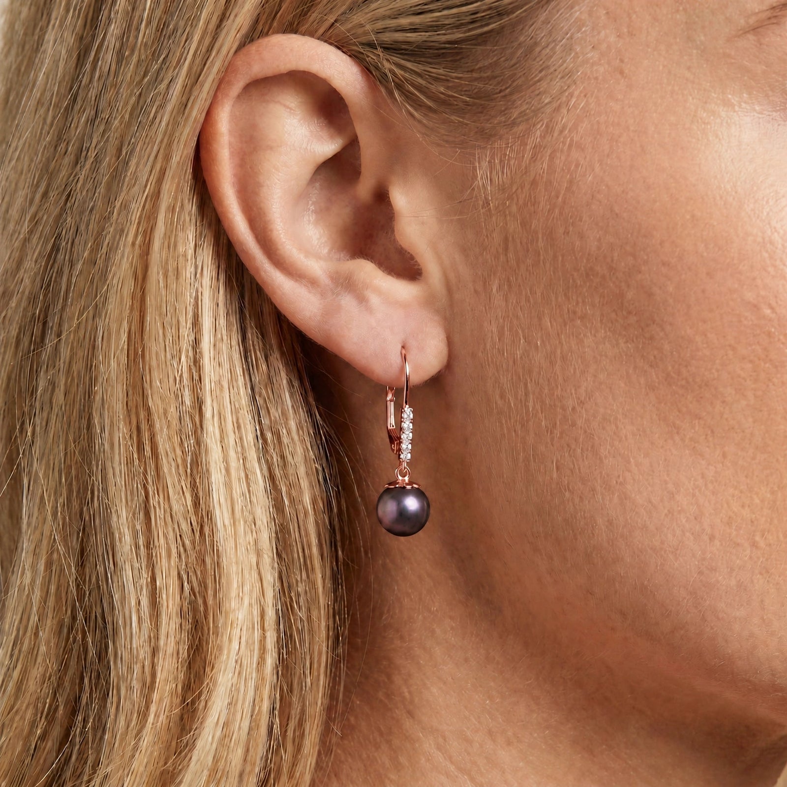 Rose Gold Eternal Drop Earrings Pearl 10K — Altea